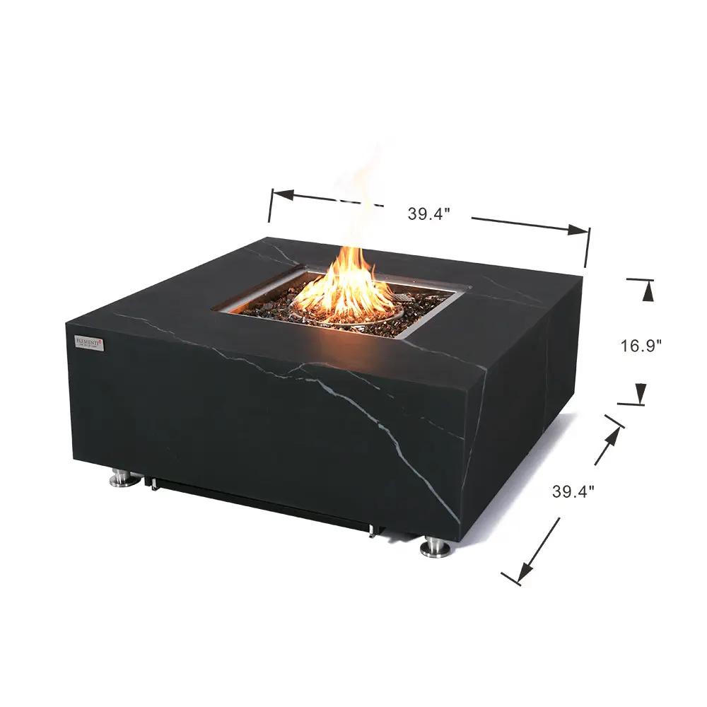 Sofia Outdoor Bulgaria Black Fire Pit Table - Select Fuel Type by EnvelorHome