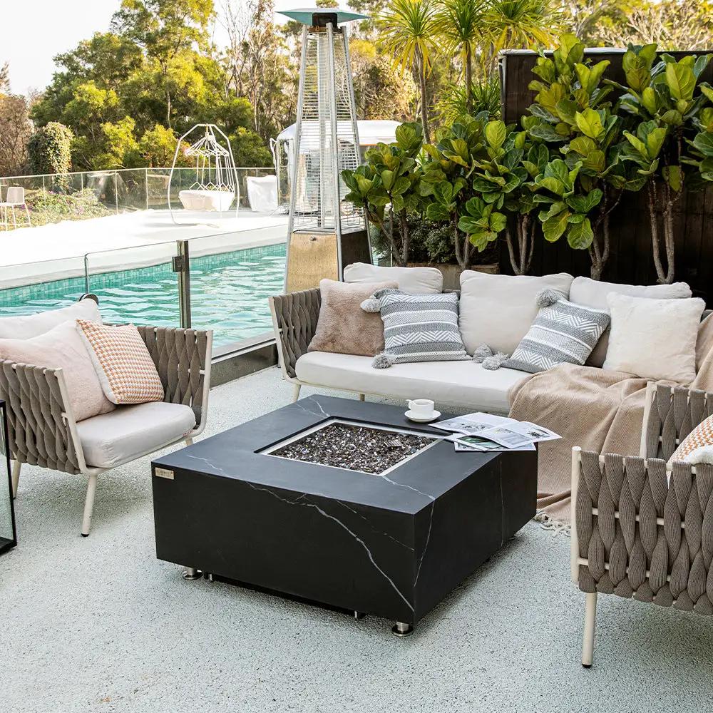 Sofia Outdoor Bulgaria Black Fire Pit Table - Select Fuel Type by EnvelorHome
