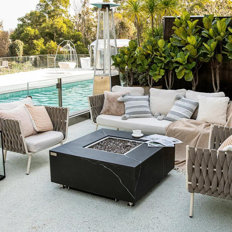 Sofia Outdoor Bulgaria Black Fire Pit Table - Select Fuel Type by EnvelorHome