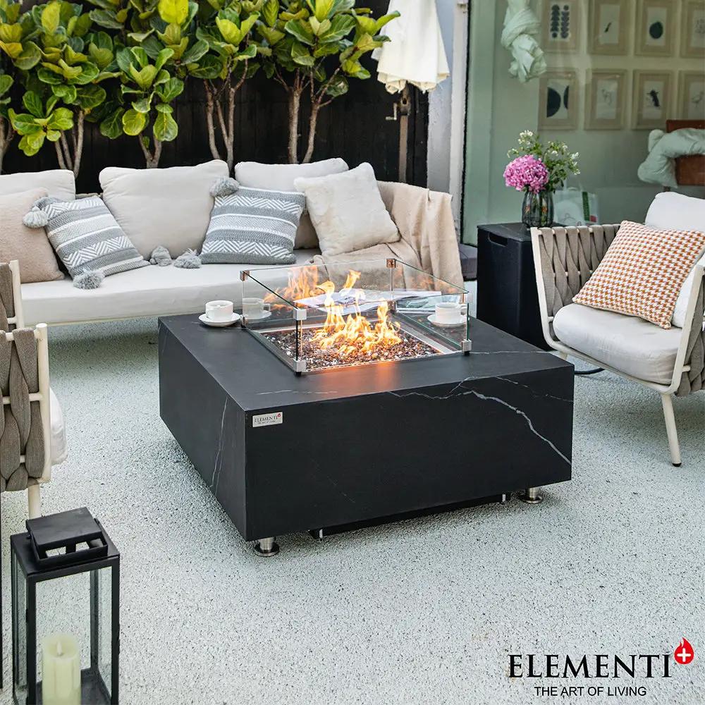 Sofia Outdoor Bulgaria Black Fire Pit Table - Select Fuel Type by EnvelorHome