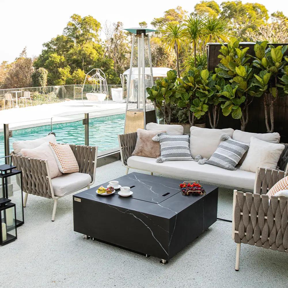 Sofia Outdoor Bulgaria Black Fire Pit Table - Select Fuel Type by EnvelorHome
