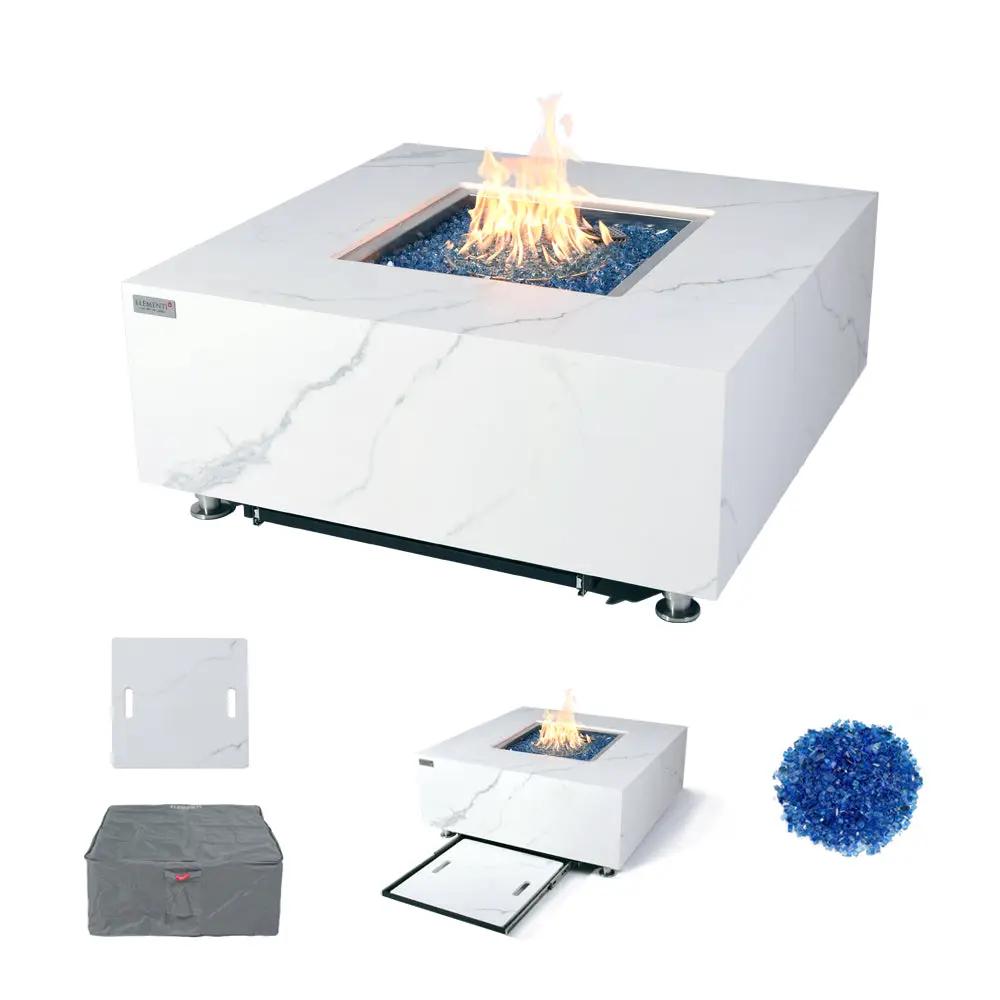 Bianco Outdoor Bianco White Fire Pit Table - Select Fuel Type by EnvelorHome