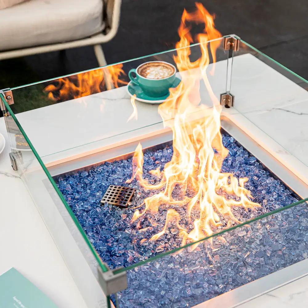 Bianco Outdoor Bianco White Fire Pit Table - Select Fuel Type by EnvelorHome