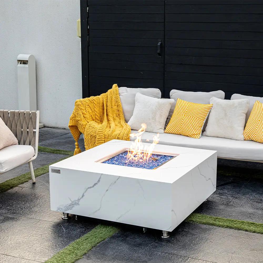 Bianco Outdoor Bianco White Fire Pit Table - Select Fuel Type by EnvelorHome