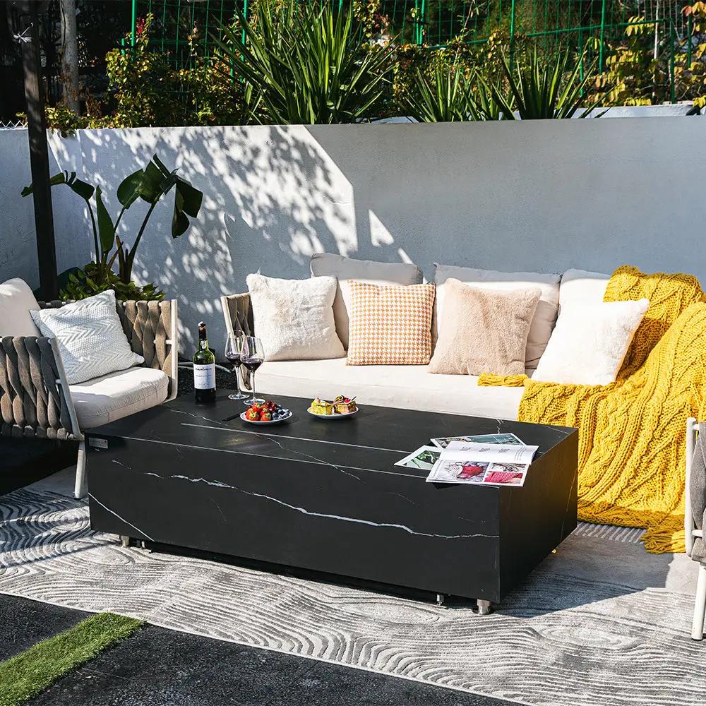 Varna Outdoor Bulgaria Black Fire Pit Table - Select Fuel Type by EnvelorHome