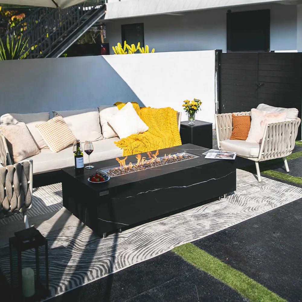 Varna Outdoor Bulgaria Black Fire Pit Table - Select Fuel Type by EnvelorHome