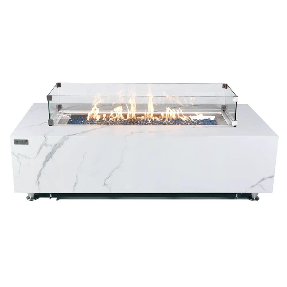 Carrara Outdoor Bianco White Fire Pit Table - Select Fuel Type by EnvelorHome