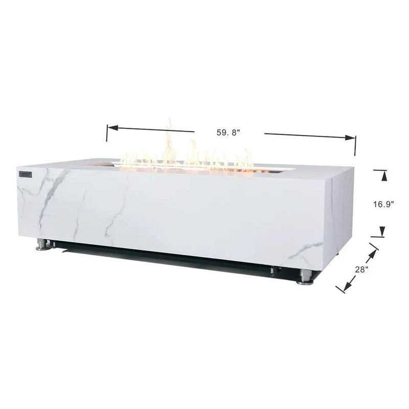Carrara Outdoor Bianco White Fire Pit Table - Select Fuel Type by EnvelorHome