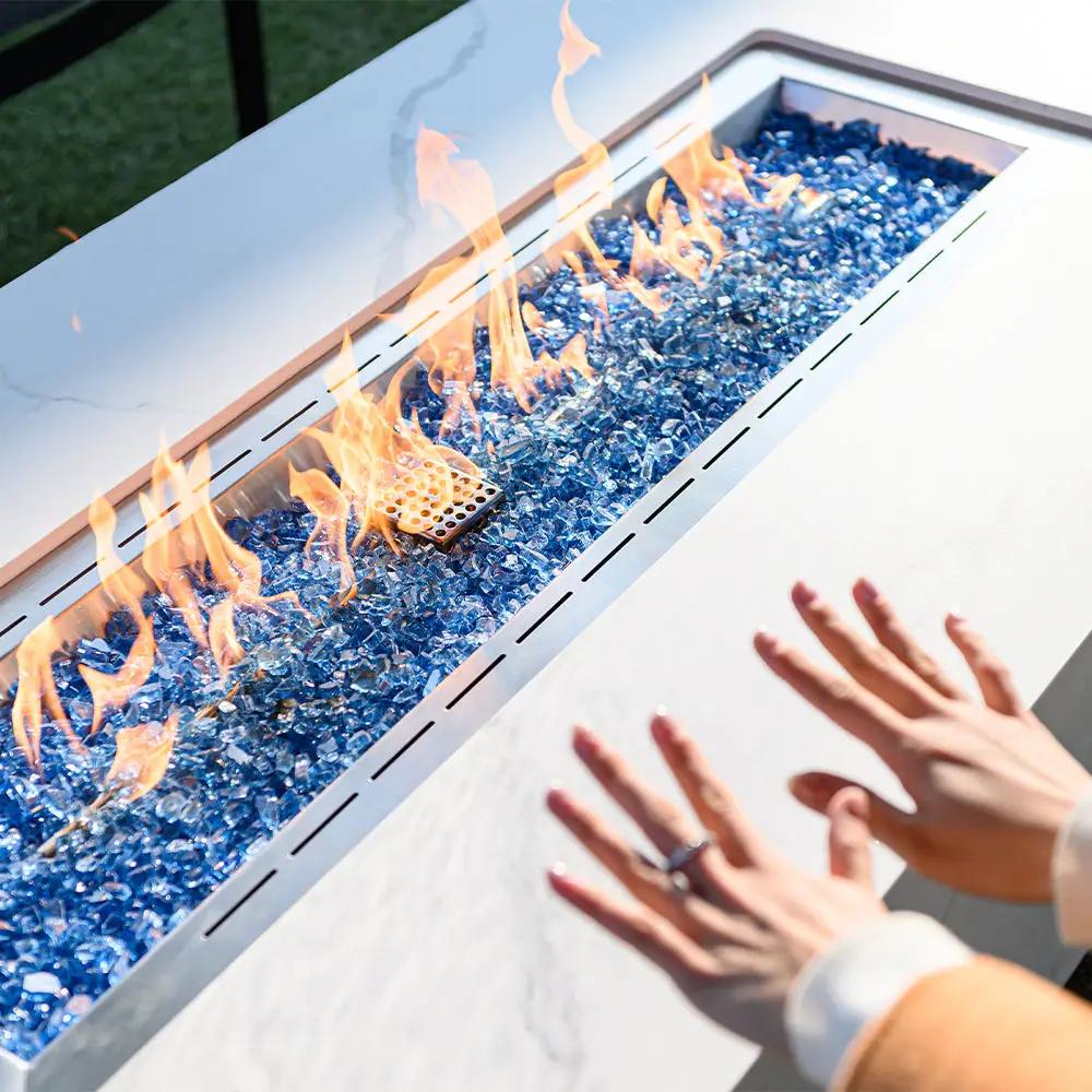 Carrara Outdoor Bianco White Fire Pit Table - Select Fuel Type by EnvelorHome