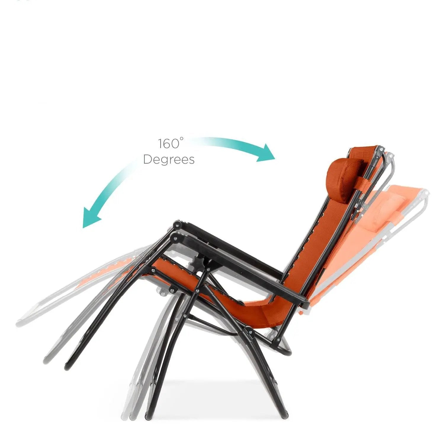 Orange Zero Gravity Folding Reclining Patio Lounge Chair with Canopy Sun Shade by HomePacific