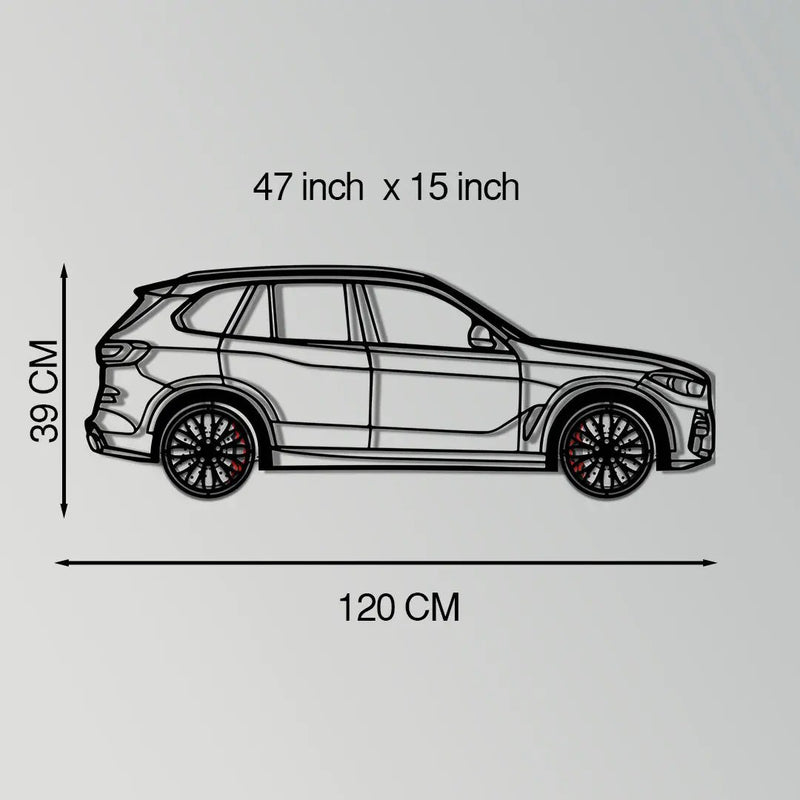 BMW X5 Metal Car Wall Art with Rotating Wheels - Modern SAV Silhouette Decor - Interactive Automotive Wall Art - KAFMEKA111 by Enova Art