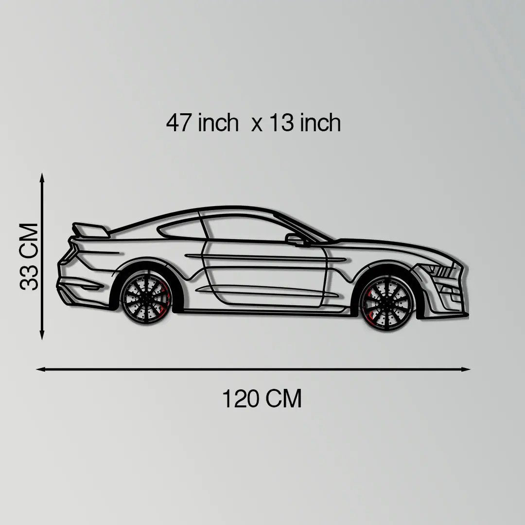 Ford Mustang Shelby GT500 Metal Car Wall Art with Rotating Wheels - Modern Muscle Silhouette Decor - Interactive Automotive Wall Art - KAFMEKA140 by Enova Art