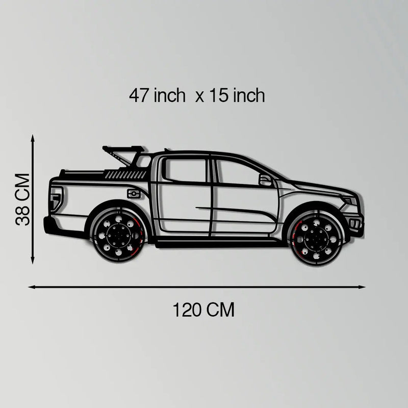 Ford F-150 Metal Truck Wall Art with Rotating Wheels - Iconic American Pickup Silhouette - Interactive Automotive Wall Decor - KAFMEKA138 by Enova Art