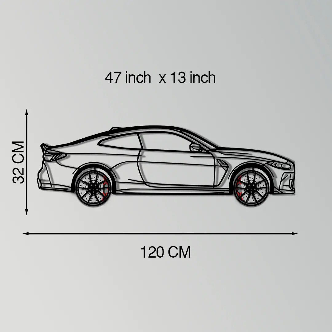 BMW M4 CSL Metal Car Wall Art with Rotating Wheels - Limited Edition G82 Silhouette - Interactive Automotive Wall Art - KAFMEKA108 by Enova Art