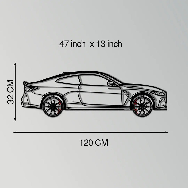 BMW M4 CSL Metal Car Wall Art with Rotating Wheels - Limited Edition G82 Silhouette - Interactive Automotive Wall Art - KAFMEKA108 by Enova Art