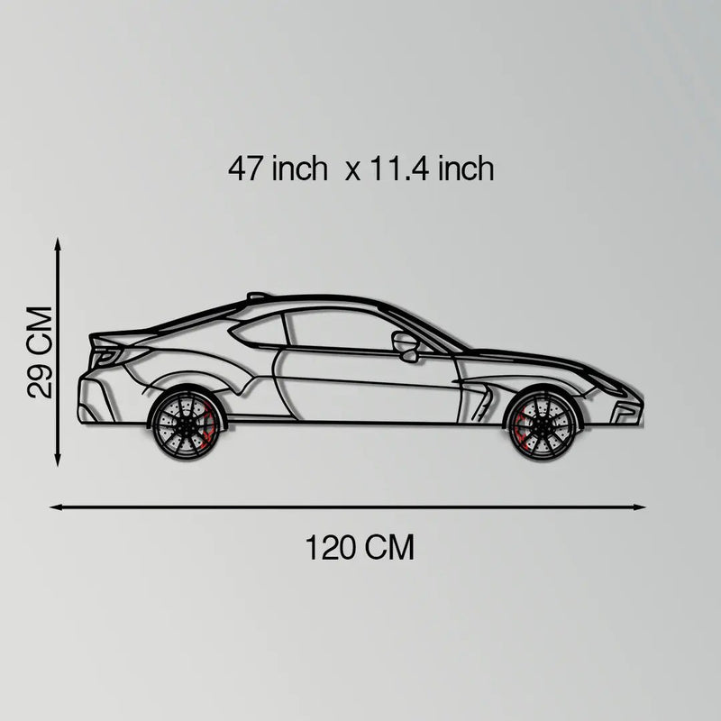 Toyota GR86 Metal Car Wall Art with Rotating Wheels - Modern JDM Sports Coupe Silhouette - Interactive Automotive Wall Decor - KAFMEKA157 by Enova Art
