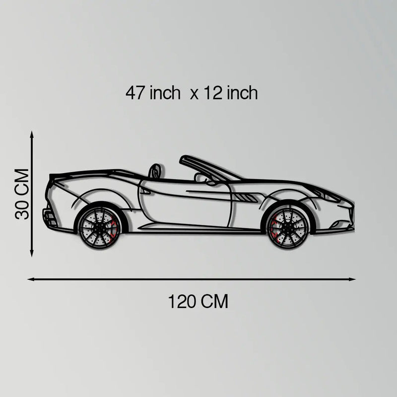Ferrari California Metal Car Wall Art with Rotating Wheels - Italian V8 Grand Tourer Silhouette - Interactive Automotive Wall Decor - KAFMEKA130 by Enova Art