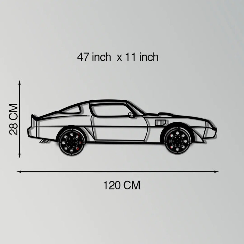 Pontiac Trans Am Metal Car Wall Art with Rotating Wheels - Classic American Muscle Silhouette - Interactive Firebird Wall Decor - KAFMEKA154 by Enova Art