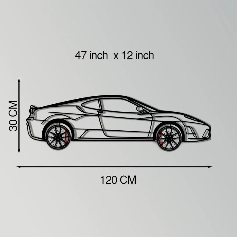 Ferrari F430 Scuderia Metal Car Wall Art with Rotating Wheels - Track-Focused V8 Silhouette - Interactive Automotive Wall Art - KAFMEKA133 by Enova Art