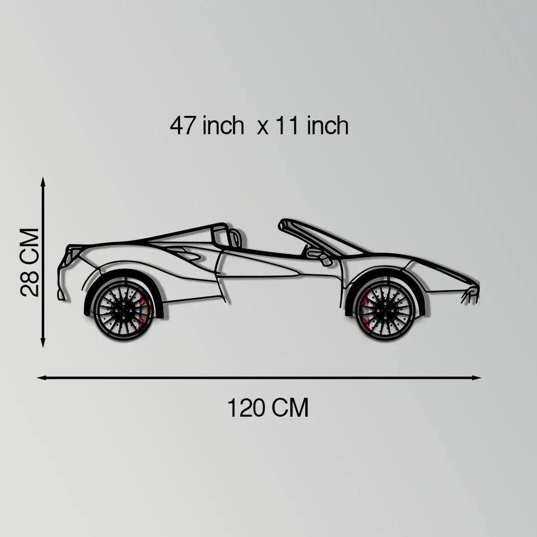 Ferrari 488 Spider Metal Car Wall Art with Rotating Wheels - Italian Twin-Turbo V8 Silhouette - Interactive Automotive Wall Decor - KAFMEKA126 by Enova Art