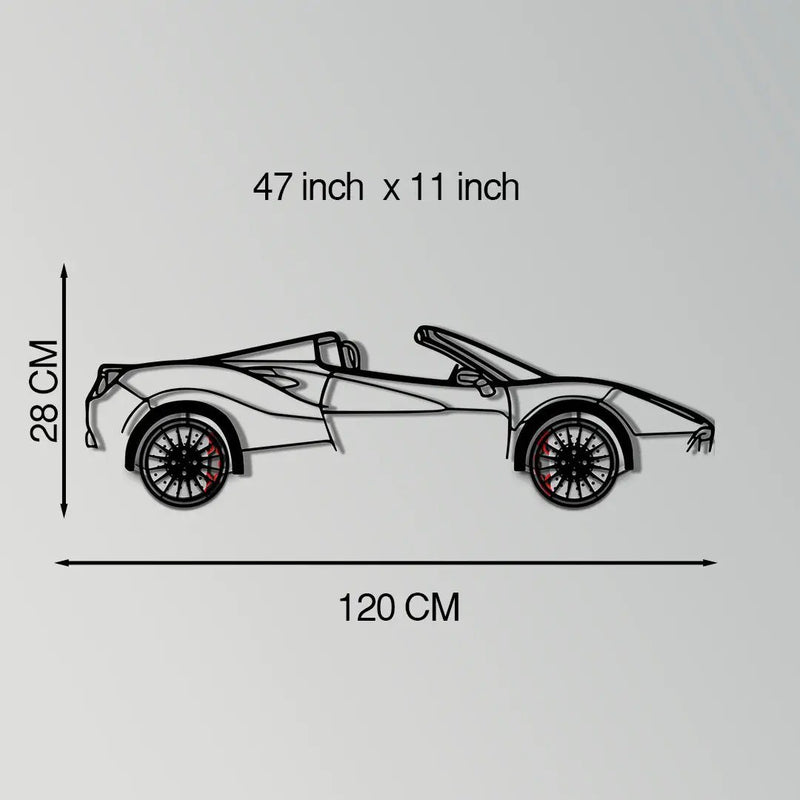 Ferrari 488 Spider Metal Car Wall Art with Rotating Wheels - Italian Twin-Turbo V8 Silhouette - Interactive Automotive Wall Decor - KAFMEKA126 by Enova Art