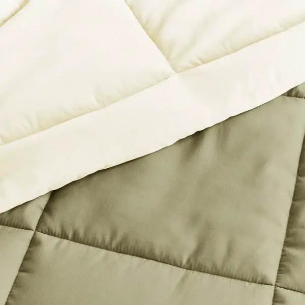 Full/Queen 3-Piece Microfiber Reversible Comforter Set in Sage Green/Cream by HomePacific