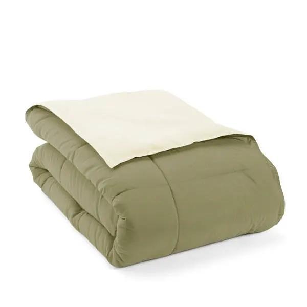 Full/Queen 3-Piece Microfiber Reversible Comforter Set in Sage Green/Cream by HomePacific