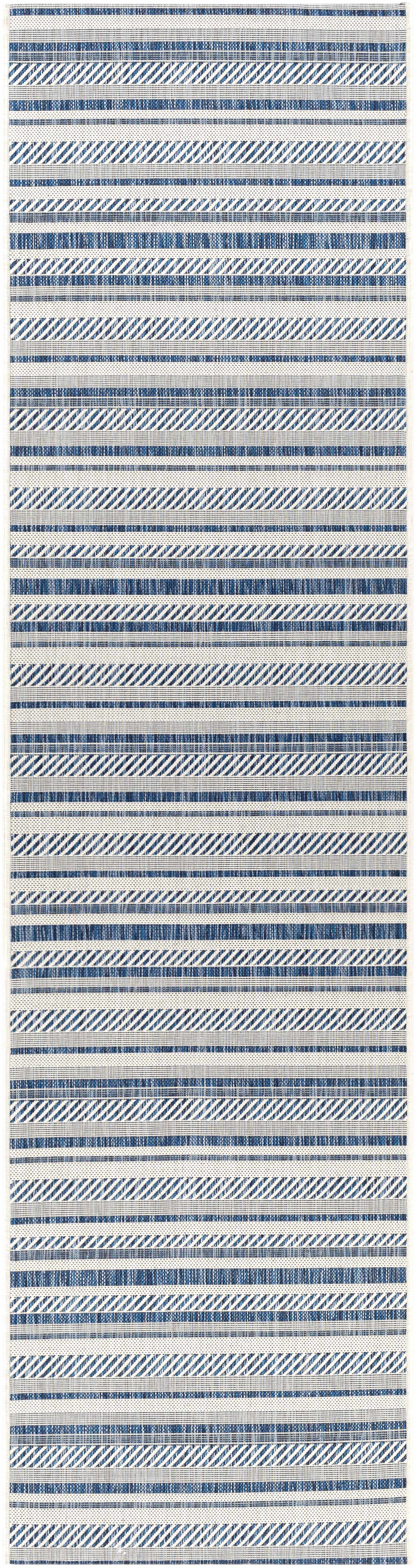 Olin White&Blue Striped Nordic Outdoor Rug by Boutique Rugs