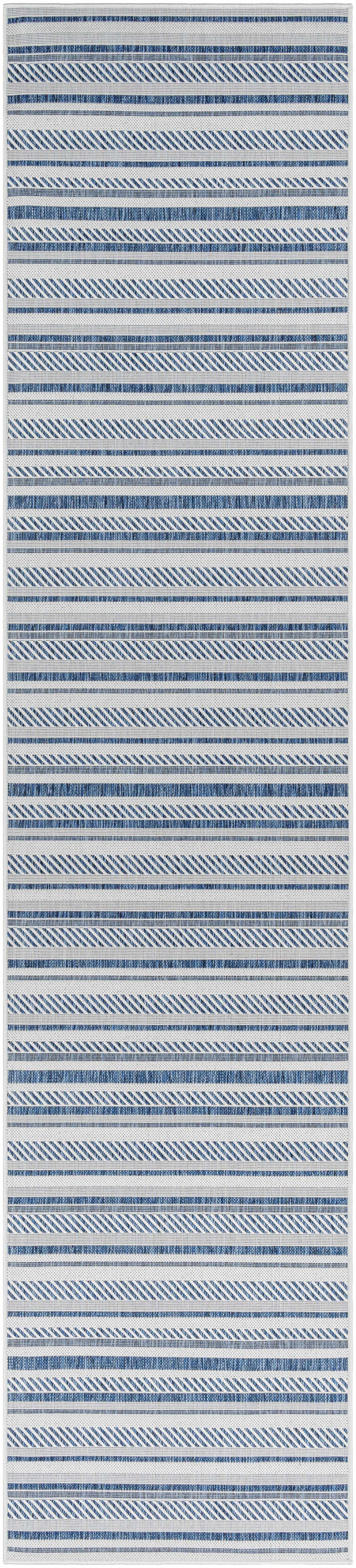 Olin White&Blue Striped Nordic Outdoor Rug by Boutique Rugs