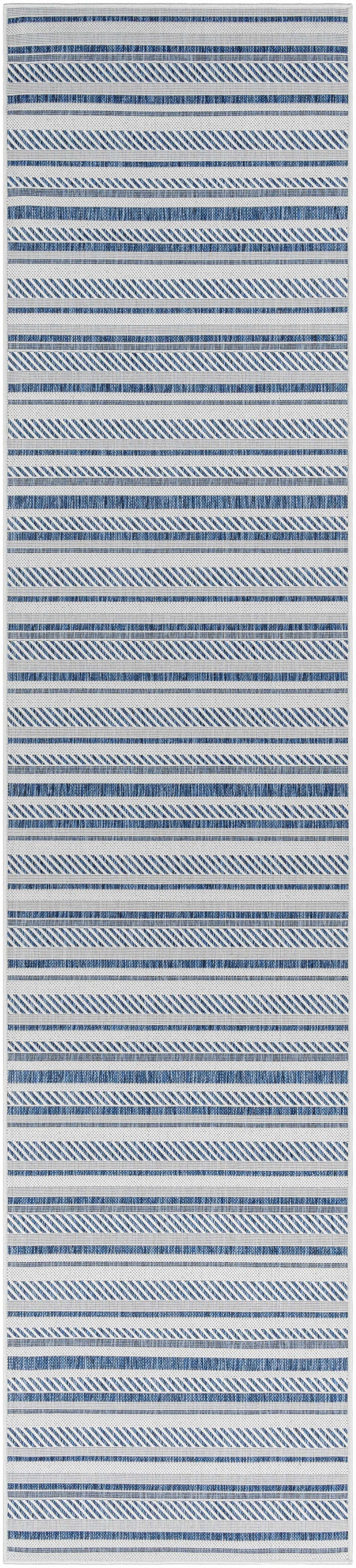 Olin White&Blue Striped Nordic Outdoor Rug by Boutique Rugs