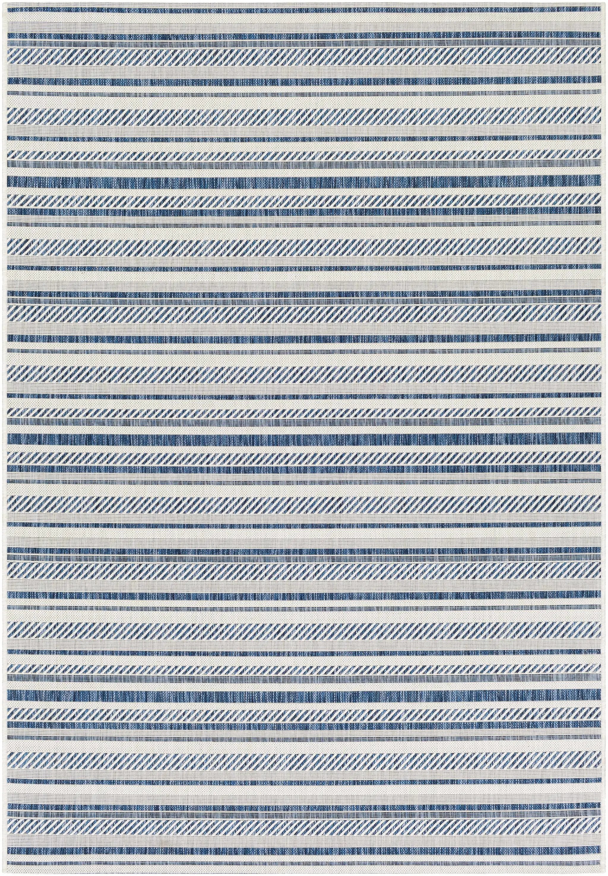 Olin White&Blue Striped Nordic Outdoor Rug by Boutique Rugs