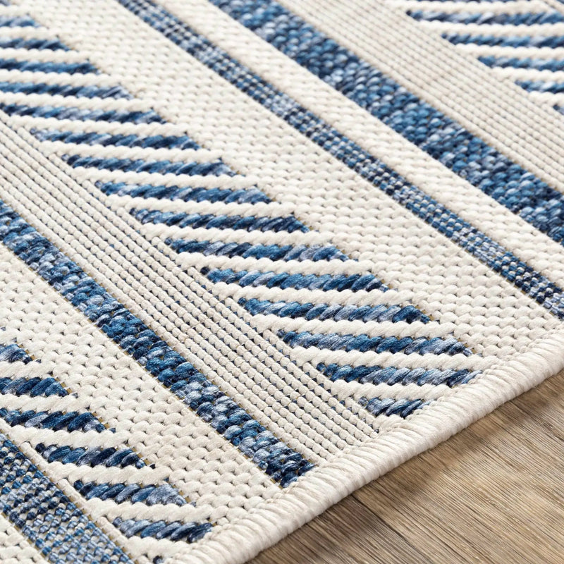 Olin White&Blue Striped Nordic Outdoor Rug by Boutique Rugs