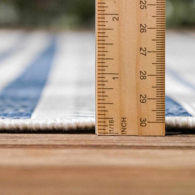 Olin White&Blue Striped Nordic Outdoor Rug by Boutique Rugs