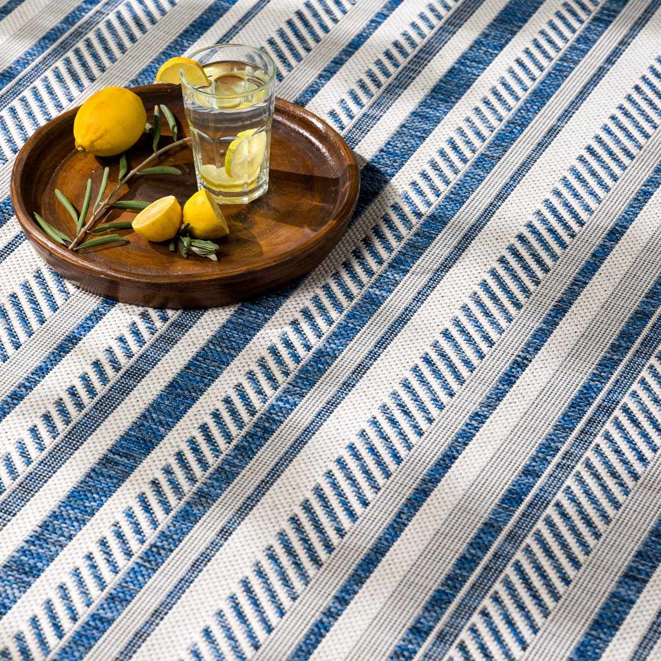 Olin White&Blue Striped Nordic Outdoor Rug by Boutique Rugs