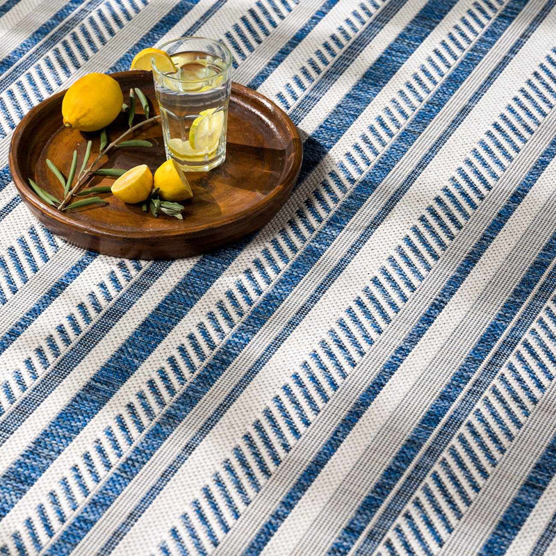 Olin White&Blue Striped Nordic Outdoor Rug by Boutique Rugs
