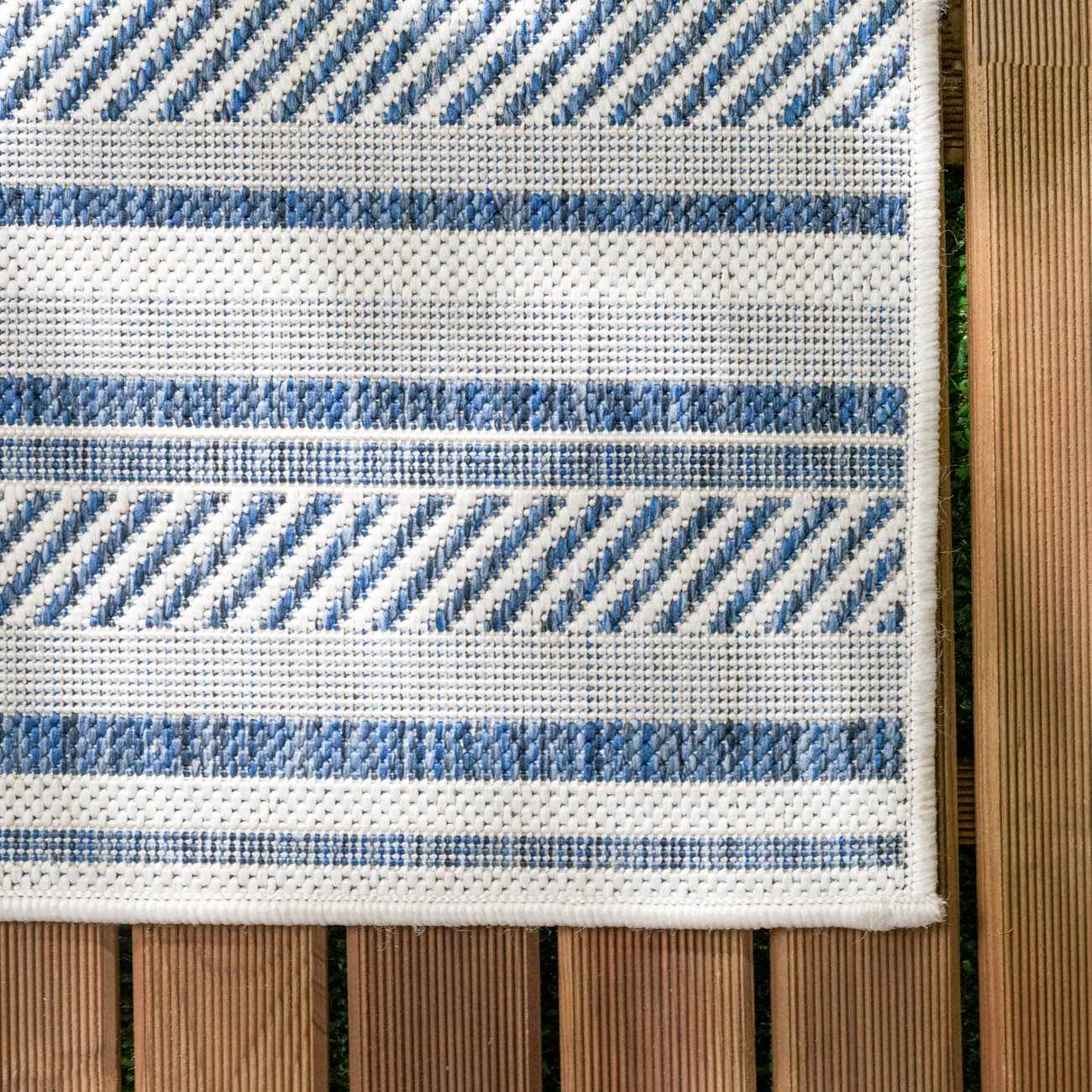 Olin White&Blue Striped Nordic Outdoor Rug by Boutique Rugs