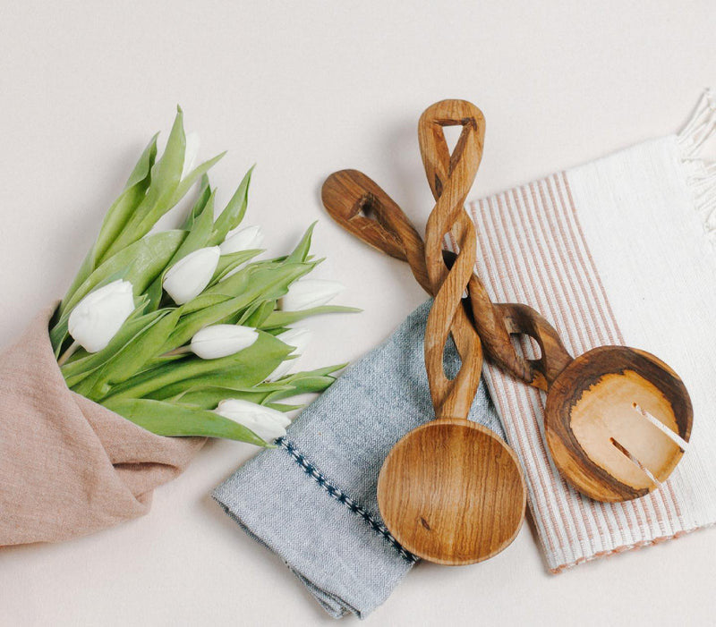 Olive Wood Spiral Salad Servers, photo 2 of 5