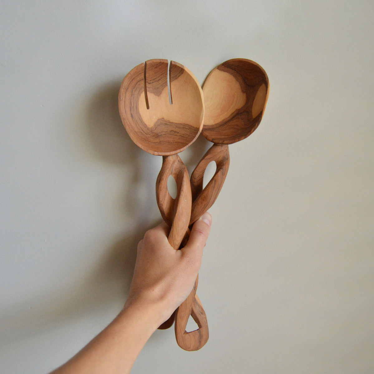 Olive Wood Spiral Salad Servers, photo 5 of 5