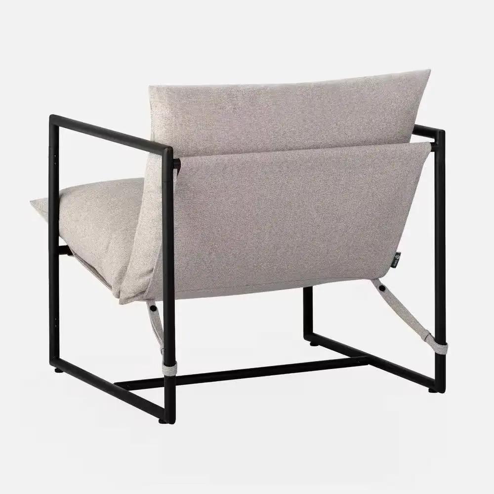 Modern Beige Grey Tan Oatmeal Upholstered Accent Chair with Metal Frame by HomePacific