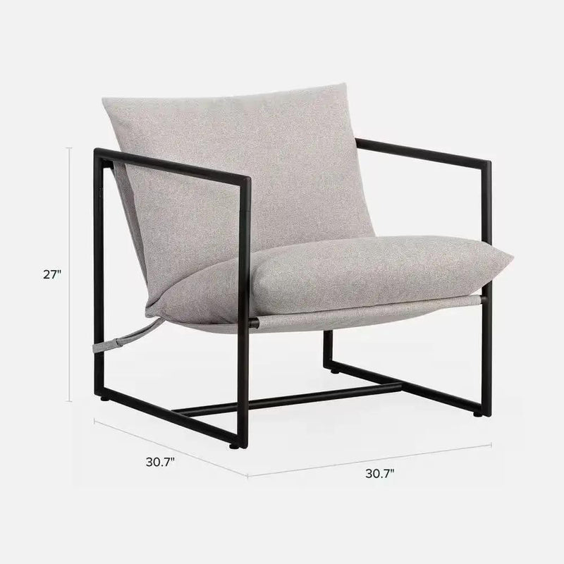 Modern Beige Grey Tan Oatmeal Upholstered Accent Chair with Metal Frame by HomePacific