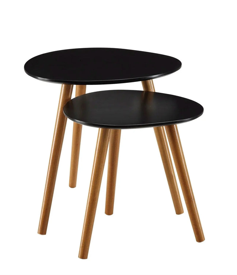 Set of 2 - Modern Mid-Century Style Nesting Tables End Table in Black by HomePacific