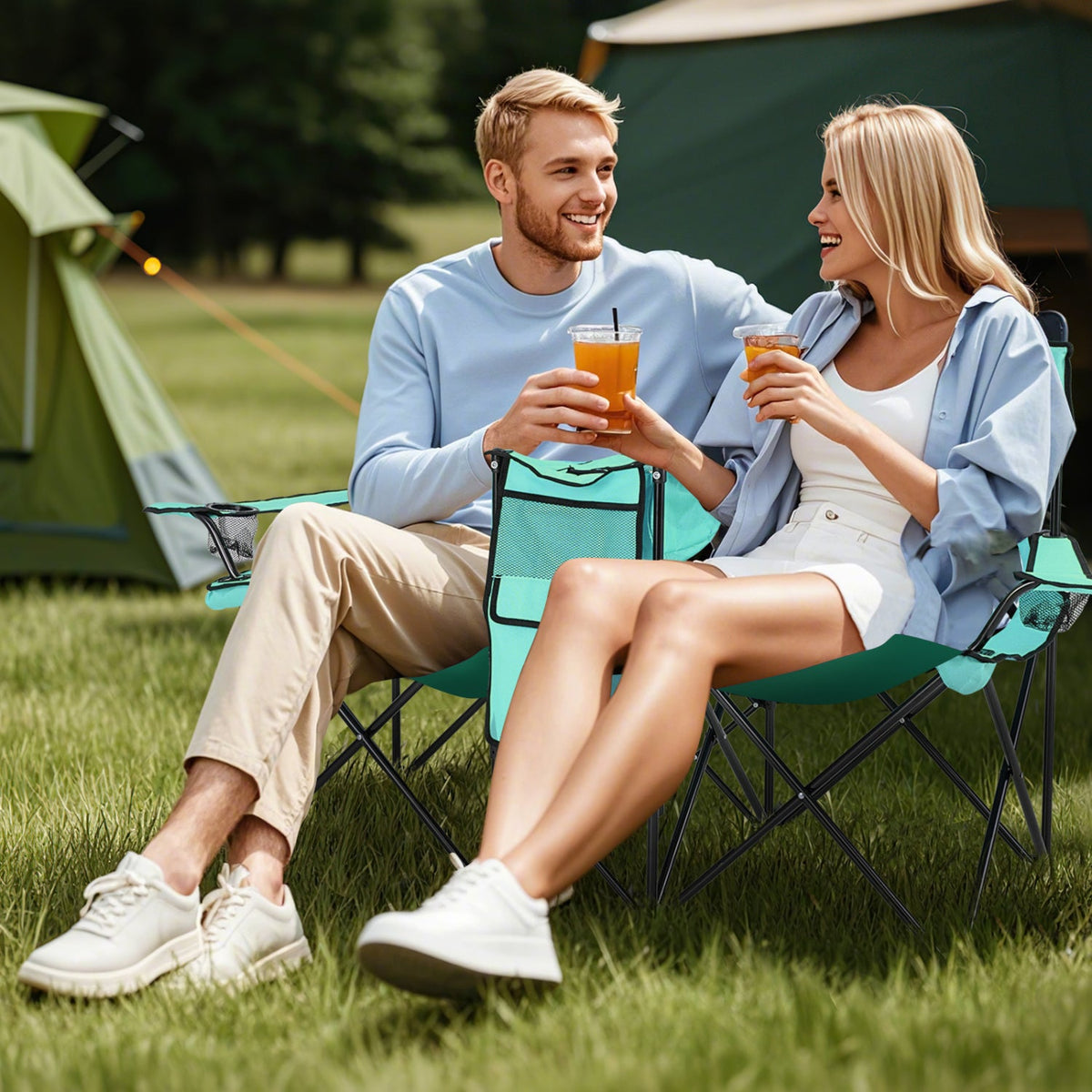 Portable Folding Picnic Double Chair, photo 13 of 14
