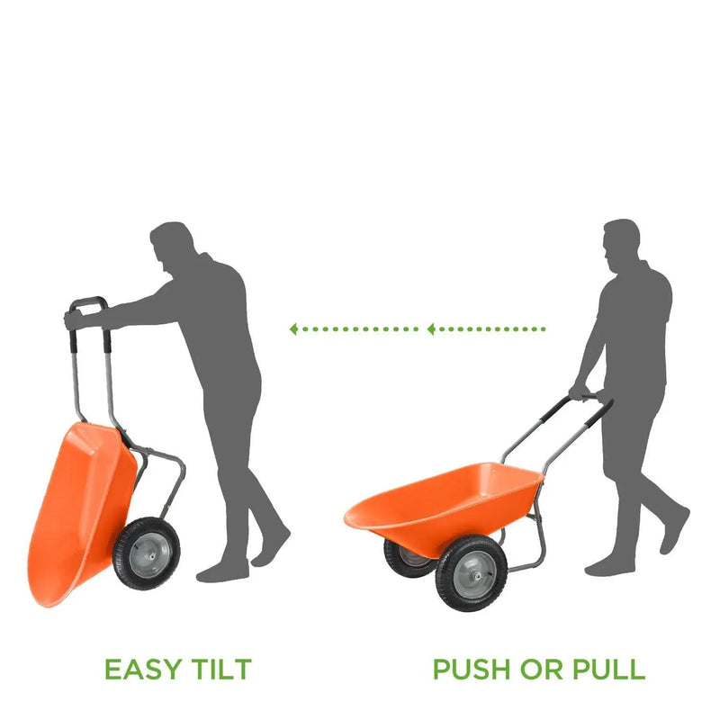 Heavy Duty 2-Wheel Multipurpose Rust Proof Wheelbarrow - Orange by HomePacific