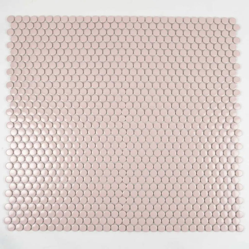 Nude Pink 12x12 Glossy Penny Round Porcelain Mosaic Tile (10 pack, 9.87 sq ft/case) by Apollo Tile