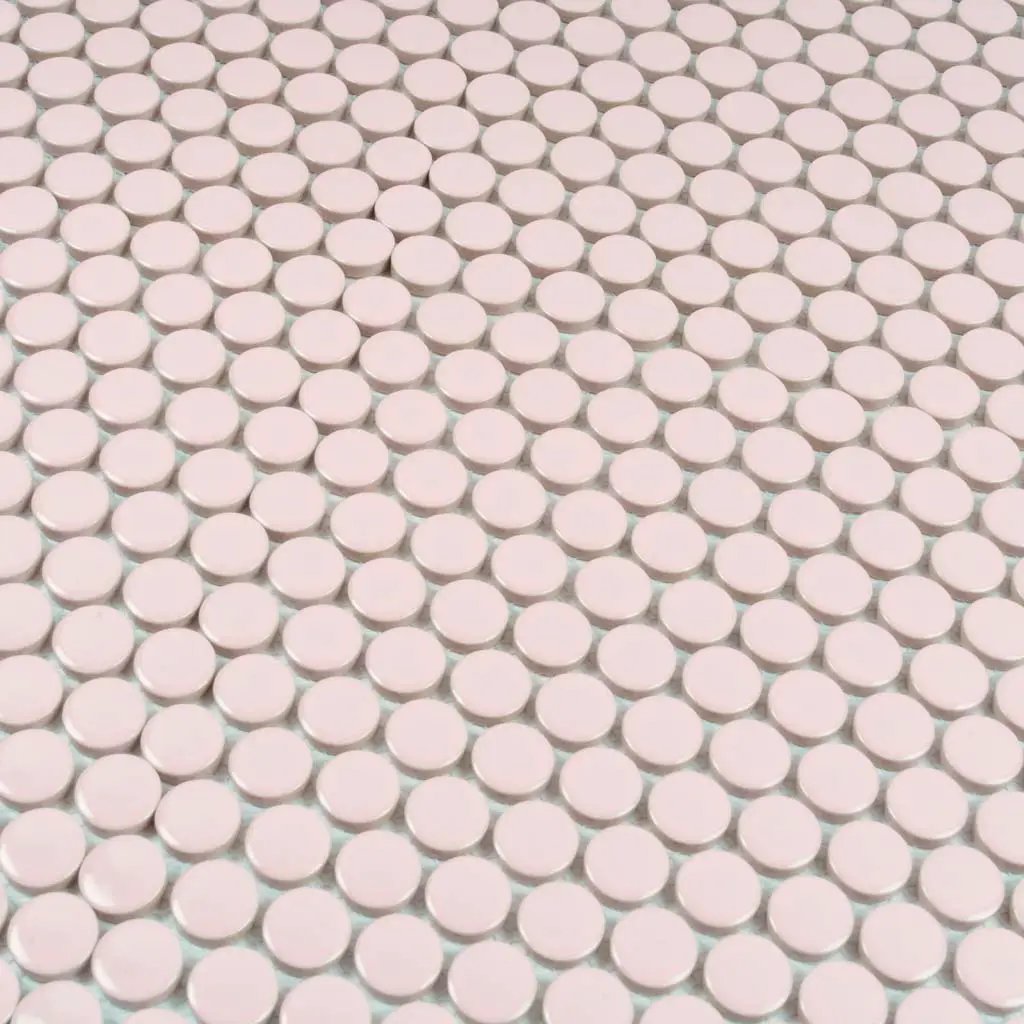 Nude Pink 12x12 Glossy Penny Round Porcelain Mosaic Tile (10 pack, 9.87 sq ft/case) by Apollo Tile