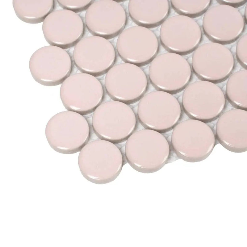 Nude Pink 12x12 Glossy Penny Round Porcelain Mosaic Tile (10 pack, 9.87 sq ft/case) by Apollo Tile