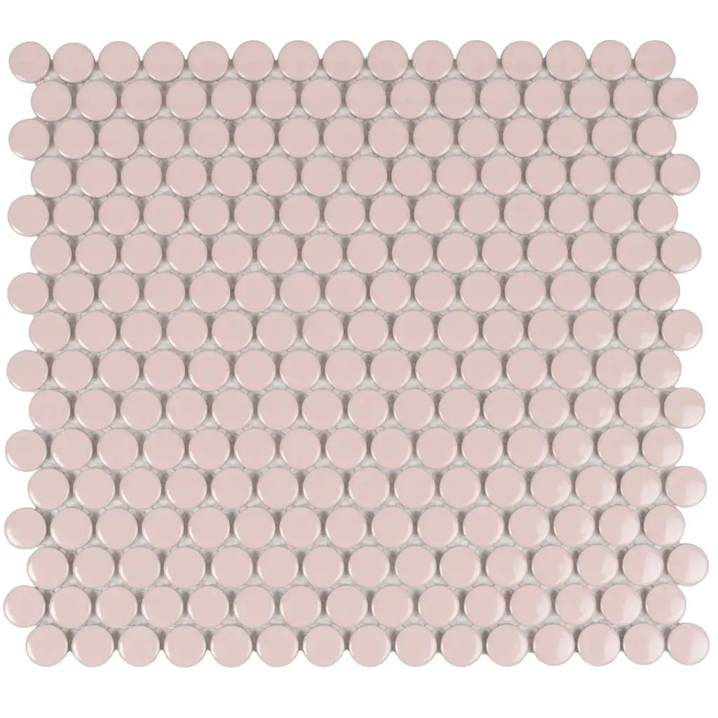 Nude Pink 12x12 Glossy Penny Round Porcelain Mosaic Tile (10 pack, 9.87 sq ft/case) by Apollo Tile