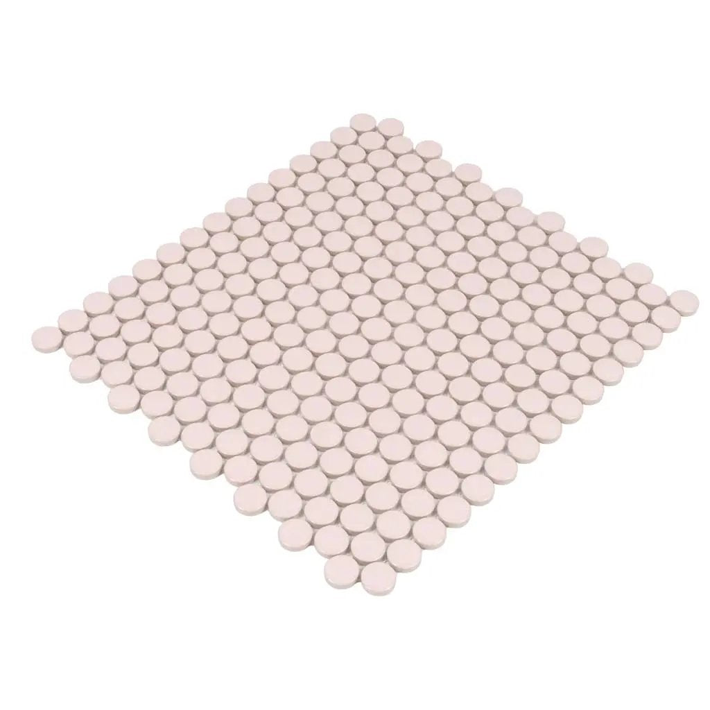 Nude Pink 12x12 Glossy Penny Round Porcelain Mosaic Tile (10 pack, 9.87 sq ft/case) by Apollo Tile