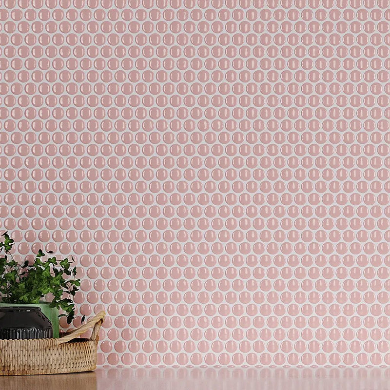 Nude Pink 12x12 Glossy Penny Round Porcelain Mosaic Tile (10 pack, 9.87 sq ft/case) by Apollo Tile
