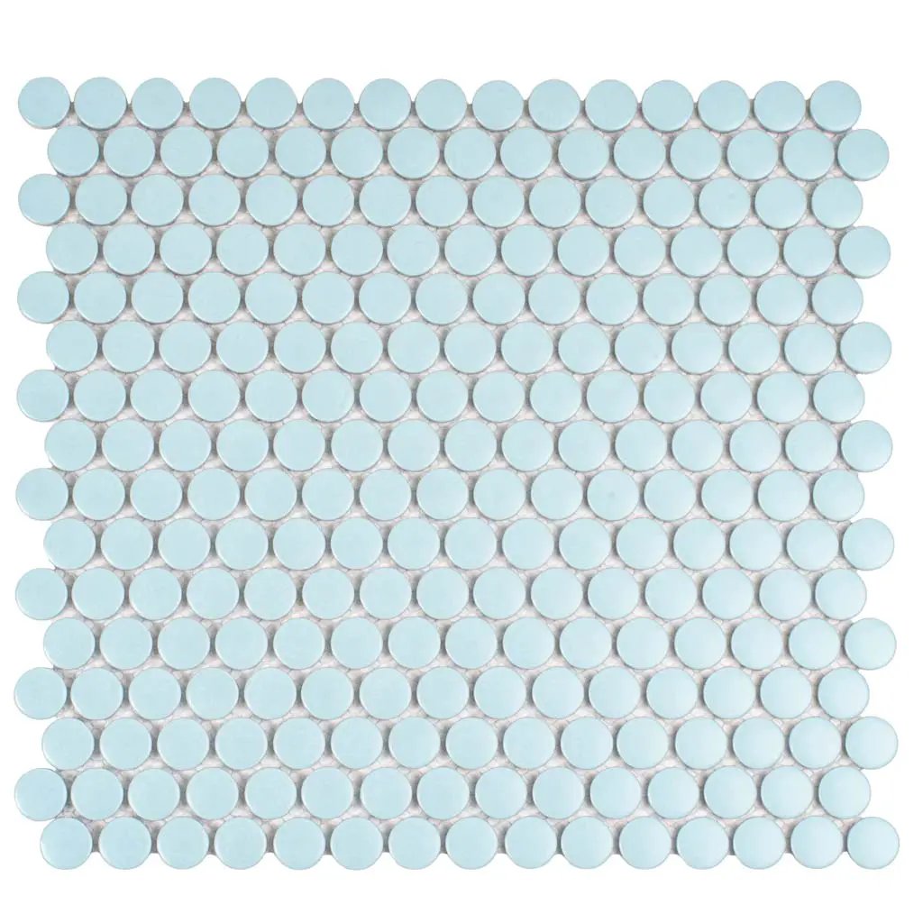 Cyan Blue 12x12 Matte Penny Round Porcelain Mosaic Tile (10 pack, 9.87 sq ft/case) by Apollo Tile